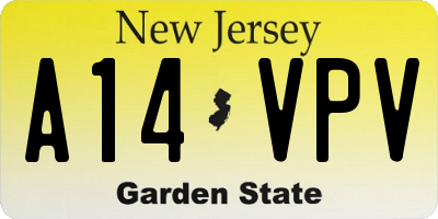 NJ license plate A14VPV