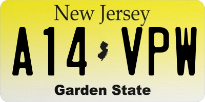 NJ license plate A14VPW