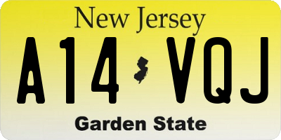 NJ license plate A14VQJ