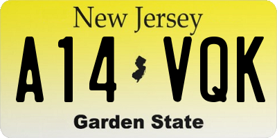 NJ license plate A14VQK
