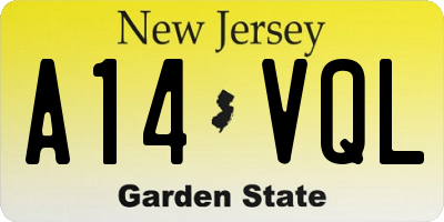 NJ license plate A14VQL