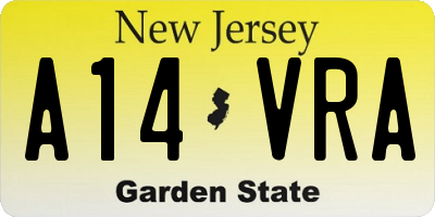 NJ license plate A14VRA