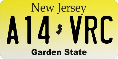 NJ license plate A14VRC