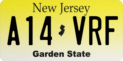 NJ license plate A14VRF