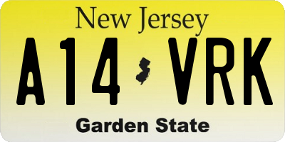 NJ license plate A14VRK