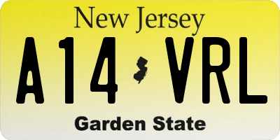 NJ license plate A14VRL