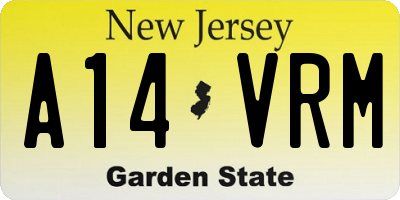 NJ license plate A14VRM