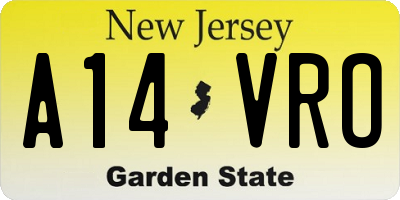 NJ license plate A14VRO