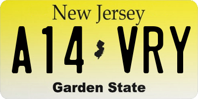 NJ license plate A14VRY