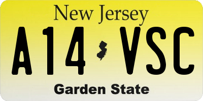 NJ license plate A14VSC