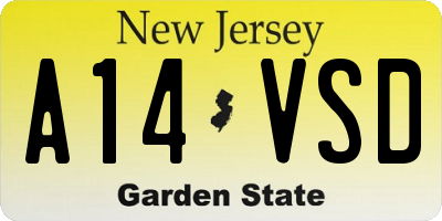NJ license plate A14VSD