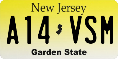 NJ license plate A14VSM