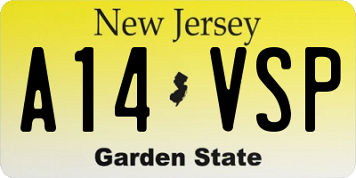 NJ license plate A14VSP