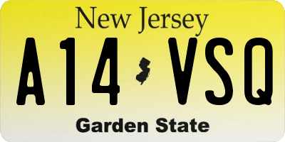 NJ license plate A14VSQ