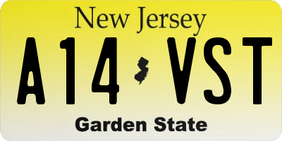 NJ license plate A14VST