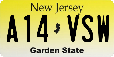 NJ license plate A14VSW