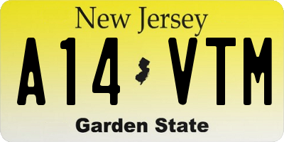 NJ license plate A14VTM