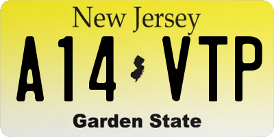 NJ license plate A14VTP
