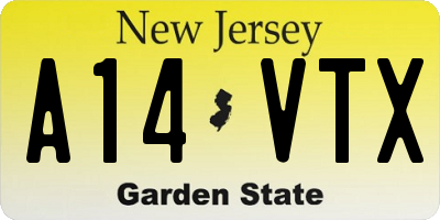 NJ license plate A14VTX