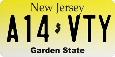 NJ license plate A14VTY