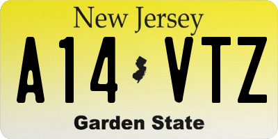 NJ license plate A14VTZ