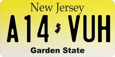 NJ license plate A14VUH