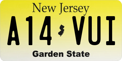 NJ license plate A14VUI