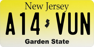 NJ license plate A14VUN
