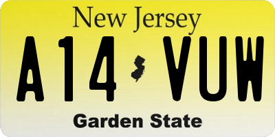 NJ license plate A14VUW