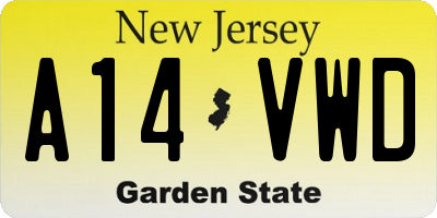 NJ license plate A14VWD