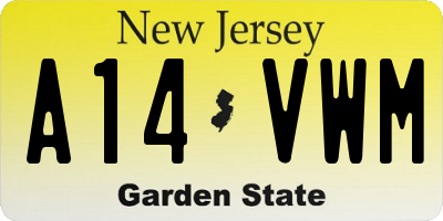 NJ license plate A14VWM