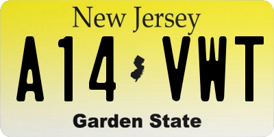 NJ license plate A14VWT