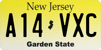 NJ license plate A14VXC