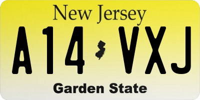 NJ license plate A14VXJ