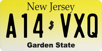 NJ license plate A14VXQ