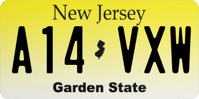 NJ license plate A14VXW