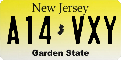 NJ license plate A14VXY