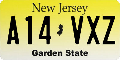 NJ license plate A14VXZ