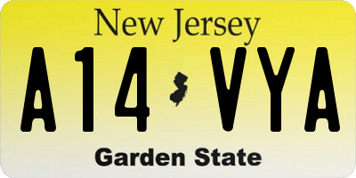 NJ license plate A14VYA
