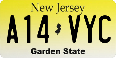 NJ license plate A14VYC