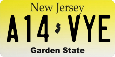 NJ license plate A14VYE