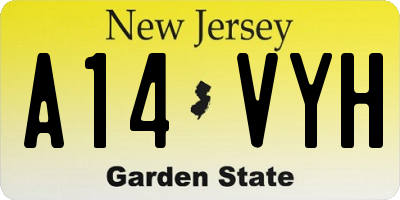NJ license plate A14VYH