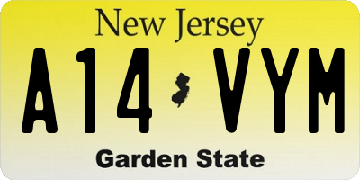 NJ license plate A14VYM