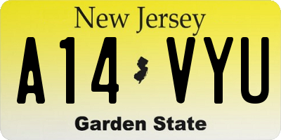 NJ license plate A14VYU