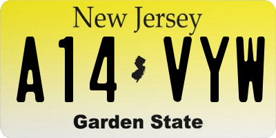 NJ license plate A14VYW