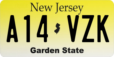 NJ license plate A14VZK