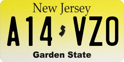 NJ license plate A14VZO