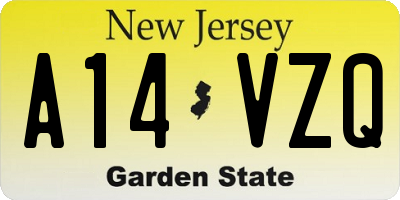 NJ license plate A14VZQ