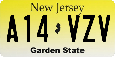 NJ license plate A14VZV