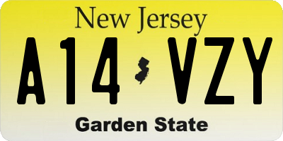 NJ license plate A14VZY